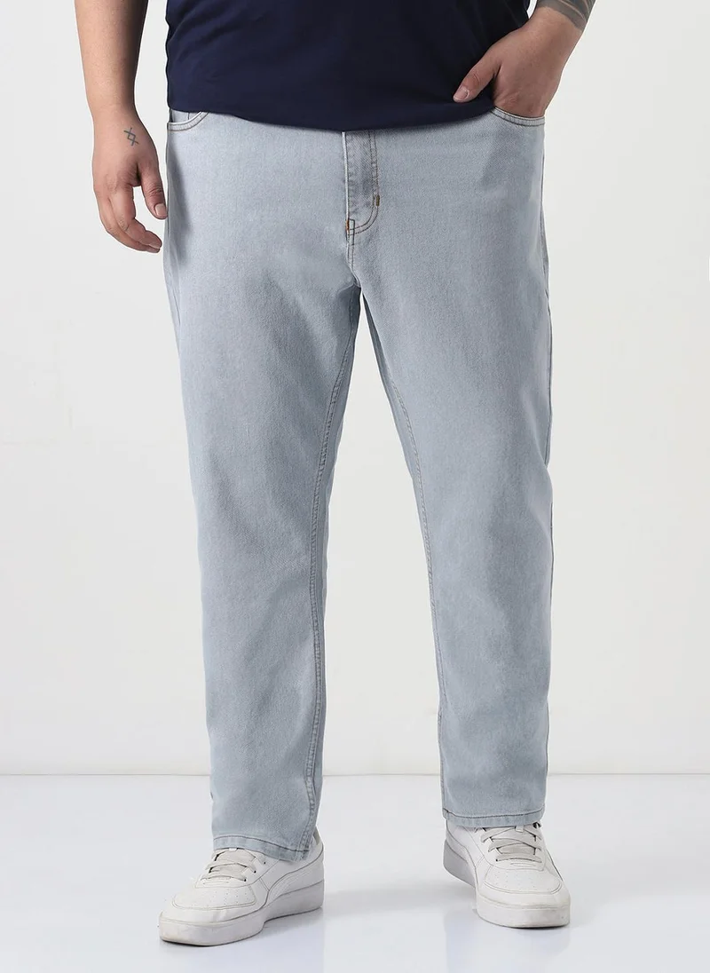 Urbano Plus Men's Ice Grey Slim Fit Washed Denim Jeans Stretchable